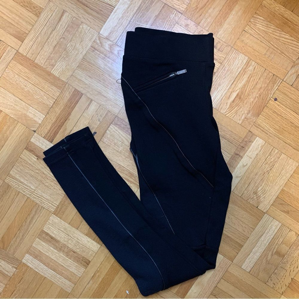 Parasuco Black Moto Style Ponte Skinny Pants Size Small